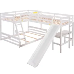 Twin Over Full Bunk Bed With Twin Size Loft Bed With Desk, Slide And Full Length Rail - ModernLuxe 13 Twin Over Full Bunk Bed With Twin Size Loft Bed With Desk, Slide And Full Length Rail - ModernLuxe -Children Products Store GUEST 008aac5d 37b0 4f48 ad6b 716b130c33b3