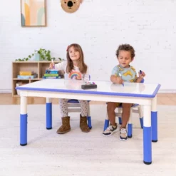 ECR4Kids Rectangle Dry-Erase Activity Table With 2 Adjustable Chairs, 3-Piece -Children Products Store GUEST 0424c74b e9ae 40ab a699 12488c206377