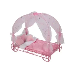 Badger Basket Royal Carriage Metal Doll Bed With Canopy Bedding And LED Lights - Pink/White/Stars -Children Products Store GUEST 096dc298 c0c2 4a87 83c3 ddd118c8d314