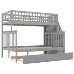 Twin Over Full Bunk Bed With Trundle Bed And Staircase-ModernLuxe -Children Products Store GUEST 096f6800 01ff 4092 b7e9 a8d745017e93