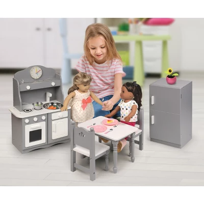 Kitchen Furniture Set For 18" Dolls - Gray/White 3 Kitchen Furniture Set For 18" Dolls - Gray/White