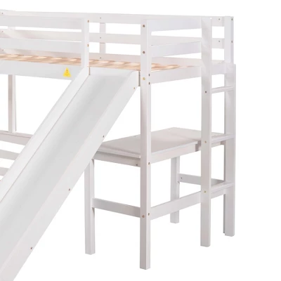 Twin Over Full Bunk Bed With Twin Size Loft Bed With Desk, Slide And Full Length Rail - ModernLuxe 11 Twin Over Full Bunk Bed With Twin Size Loft Bed With Desk, Slide And Full Length Rail - ModernLuxe - Image 9