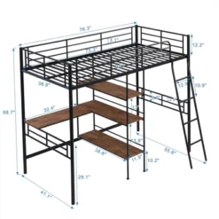Twin Size Metal Loft Bed With Built-in Desk And Shelves - ModernLuxe -Children Products Store GUEST 0ba183b2 2c89 4547 8214 01cb2b5bbcaa