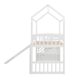 Twin Size House Shape Loft Bed With Two Drawers And Slide - ModernLuxe -Children Products Store GUEST 0ba377ba d611 4001 9665 ef1f046ce887