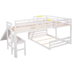 Twin Over Full Bunk Bed With Twin Size Loft Bed With Desk, Slide And Full Length Rail - ModernLuxe 16 Twin Over Full Bunk Bed With Twin Size Loft Bed With Desk, Slide And Full Length Rail - ModernLuxe -Children Products Store GUEST 0be1bff4 3537 457e 8bea f75e16c25834