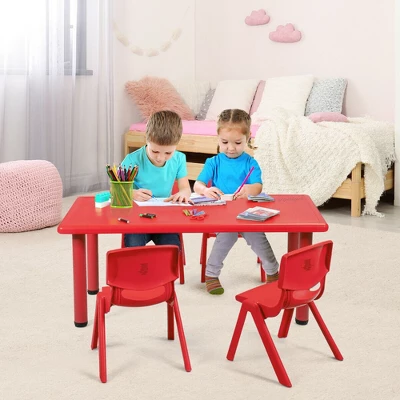 Costway Kids Plastic Rectangular Learn And Play Table Playroom Kindergarten Home Red 5 Costway Kids Plastic Rectangular Learn And Play Table Playroom Kindergarten Home Red - Image 3