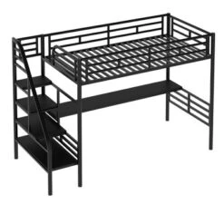 Metal Twin Size Loft Bed With Desk, Black - ModernLuxe -Children Products Store GUEST 0fba7b43 5338 471d 9e9a 0931239107e9