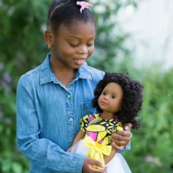 Ikuzi Dolls Pink & Yellow Dress Doll With Black Hair 18" Fashion Doll -Children Products Store GUEST 10ece825 a618 48eb 9313 20e43a1d0ad0
