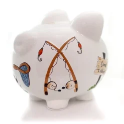 Bank Gone Fishing Pig Bank - One Bank 7.75 Inches - Net Rod Reel Save - 36870 - Ceramic - Multicolored -Children Products Store GUEST 10fff747 df68 4c22 aa0a 9a9b82458ab6