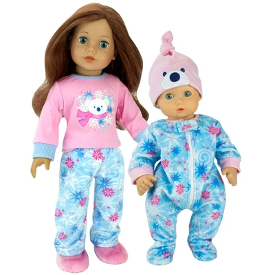 Sophia’s 2 Piece Winter-Print Fleece Sleeper Outfit With Hat Set For 15'' Dolls, Blue/Pink 4 Sophia’s 2 Piece Winter-Print Fleece Sleeper Outfit With Hat Set For 15'' Dolls, Blue/Pink - Image 2