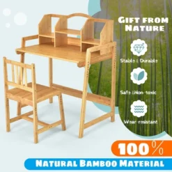 Costway Bamboo Kids Study Desk And Chair Set Height Adjustable Home School W/ Bookshelf 16 Costway Bamboo Kids Study Desk And Chair Set Height Adjustable Home School W/ Bookshelf -Children Products Store GUEST 12ccf7ec 3bb2 4786 94a1 c136720a8437