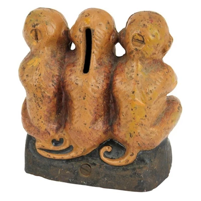 Design Toscano Speak No, See No, Hear No Evil Monkeys Still Action Die-Cast Iron Coin Bank 5 Design Toscano Speak No, See No, Hear No Evil Monkeys Still Action Die-Cast Iron Coin Bank - Image 3