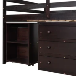 Low Study Full Loft Bed With Cabinets, Shelving And Rolling Portable Desk - ModernLuxe -Children Products Store GUEST 161395ee 6f81 4176 92b7 954d3cf95d00