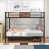 Twin Over Twin Metal Bunk Bed With Ladder And Full-Length Guardrail, Black-ModernLuxe -Children Products Store GUEST 16632703 9357 4622 86ad 4d1949588ad8