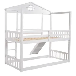 Twin Over Twin House Shaped Bunk Bed With Convertible Slide And Ladder-ModernLuxe -Children Products Store GUEST 19c3114a fb00 4e12 9aad ee1ff44b9b84