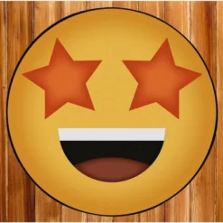 Deerlux Emoji Style Round Funny Smiley Face Kids Area Rug, Star Eyes Emoji Rug -Children Products Store GUEST 1a662dd8 b48e 4f91 b681 69e998c964f3
