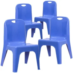 Emma And Oliver 4 Pack Plastic Stack School Chair With Carrying Handle And 11" Seat Height -Children Products Store GUEST 1fcc188f 34a6 4d4a a9ce d3cb3924774f