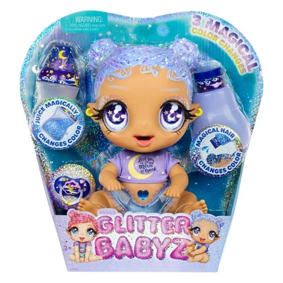 Glitter Babyz Selena Stargazer With 3 Magical Color Changes Baby Doll - Pastel Purple Glitter Hair 6 Glitter Babyz Selena Stargazer With 3 Magical Color Changes Baby Doll - Pastel Purple Glitter Hair - Image 4