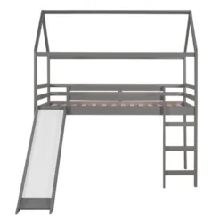 House Shape Twin Size Loft Bed With Slide, Gray - ModernLuxe -Children Products Store GUEST 20cd095e 3126 4a5e b4ff 2d77b85a2768