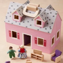 Melissa & Doug Fold And Go Wooden Dollhouse With 2 Dolls And Wooden Furniture -Children Products Store GUEST 20e80317 1807 46be 9e34 18d17800e4e2