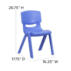 Emma And Oliver 4 Pack Blue Plastic Stack School Chair With 15.5"H Seat, 3rd-7th School Chair -Children Products Store GUEST 22273ccc dc2f 4268 934d 92145e353b98