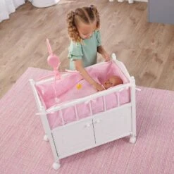 Badger Basket Cabinet Doll Crib With Gingham Bedding And Free Personalization Kit - White/Pink -Children Products Store GUEST 22506619 45e2 46bc a47c 03b52ce002a0
