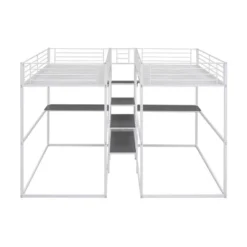 Double Twin Over Twin Size Metal Bunk Bed With Desk, Shelves And Storage Staircase-ModernLuxe -Children Products Store GUEST 226beb20 4da8 4f8b b5f3 a7f93563a1f8