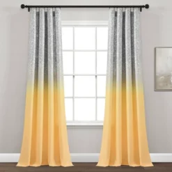 52"x84" Set Of 2 Glitter Ombre Metallic Print Window Curtain Panels - Lush Décor