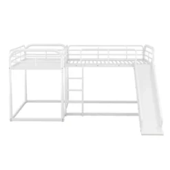 Full And Twin Size L-Shaped Metal Bunk Bed With Slide And Ladder-ModernLuxe -Children Products Store GUEST 25cc18e8 dd21 4988 9a3d 44cc21e38fd1
