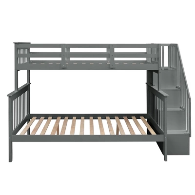 Twin-Over-Full Bunk Bed With Storage Stairs And Guard Rail - ModernLuxe 6 Twin-Over-Full Bunk Bed With Storage Stairs And Guard Rail - ModernLuxe - Image 4