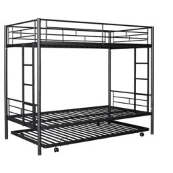 Twin Over Twin Metal Bunk Bed With Trundle Bed And Ladders-ModernLuxe 22 Twin Over Twin Metal Bunk Bed With Trundle Bed And Ladders-ModernLuxe -Children Products Store GUEST 278b6c2f 5f00 46a0 945d 501127aad3b1