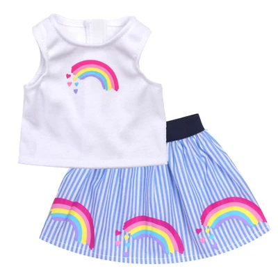Sophia’s Rainbow Shirt And Striped Skirt For 18" Dolls, Multicolor 3 Sophia’s Rainbow Shirt And Striped Skirt For 18" Dolls, Multicolor