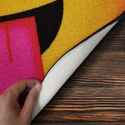 Deerlux Emoji Style Round Funny Smiley Face Kids Area Rug, Eye Roll Emoji Rug -Children Products Store GUEST 2d9e3119 5360 4b86 8b4c 1c43924baddc