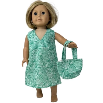 Size 7 Matching Girl And Doll Nautical Mickey Print Beach Dress With Purse 3 Size 7 Matching Girl And Doll Nautical Mickey Print Beach Dress With Purse