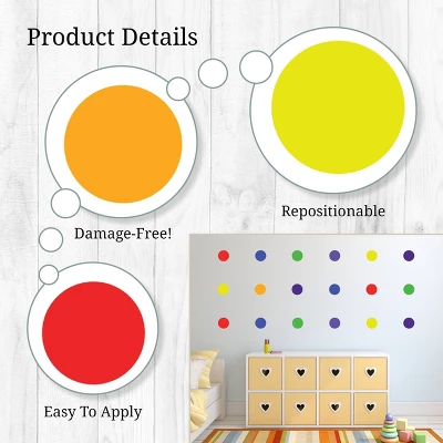 Primary Polka Dots Wall Decor - Decalcomania 3 Primary Polka Dots Wall Decor - Decalcomania