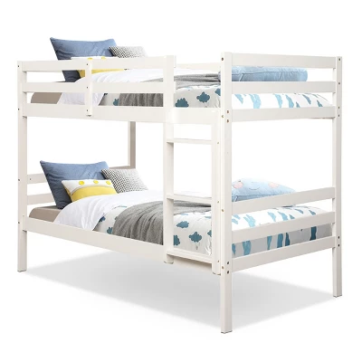 Costway Twin Over Twin Wood Bunk Beds Ladder Safety Rail EspressoWhite 13 Costway Twin Over Twin Wood Bunk Beds Ladder Safety Rail EspressoWhite - Image 11