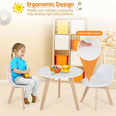 Costway Kids Table & 2 Chairs Set Modern Activity Play Table W/Beech Leg Cushion 8 Costway Kids Table & 2 Chairs Set Modern Activity Play Table W/Beech Leg Cushion - Image 6