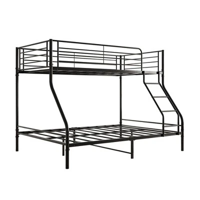 Twin-Over-Full Metal Bunk Bed With Ladder And Enhanced Upper-Level Guardrail, Black-ModernLuxe 6 Twin-Over-Full Metal Bunk Bed With Ladder And Enhanced Upper-Level Guardrail, Black-ModernLuxe - Image 4