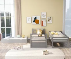 Twin Over Twin Wood Bunk Bed With Safety Rail And Movable Trundle-ModernLuxe -Children Products Store GUEST 32864dfa eba7 4ec8 84da 657fdda33e94