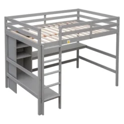 Full Size Loft Bed With Multifunction Shelves And Under-Bed Desk - ModernLuxe -Children Products Store GUEST 32b447ac 471f 4a41 89d7 711287fbb96b