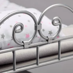 Badger Basket Scrollwork Metal Triple Doll Bunk Bed With Ladder And Bedding - Silver/Pink/Stars -Children Products Store GUEST 32df72c4 2c48 4116 8c5b 71eb389c4817