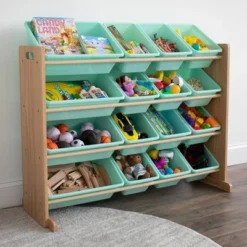 Toy Organizer With 16 Storage Bins Natural/Mint - Humble Crew 9 Toy Organizer With 16 Storage Bins Natural/Mint - Humble Crew -Children Products Store GUEST 33742ddc 3da9 4bde 96ed f83db271ac0c