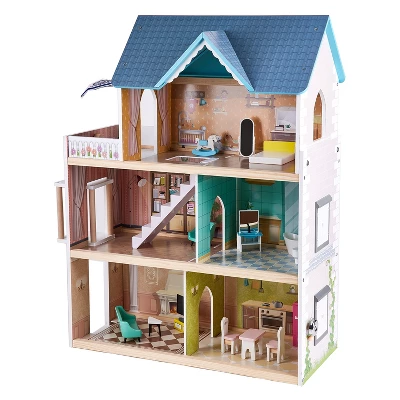 Hape Little Room Pretend Play 3 Story Wooden Doll House W/ Light, Doorbell, & Bedroom, Bathroom, Living Room, & Dining Furniture For Kids Age 3 And Up 4 Hape Little Room Pretend Play 3 Story Wooden Doll House W/ Light, Doorbell, & Bedroom, Bathroom, Living Room, & Dining Furniture For Kids Age 3 And Up - Image 2