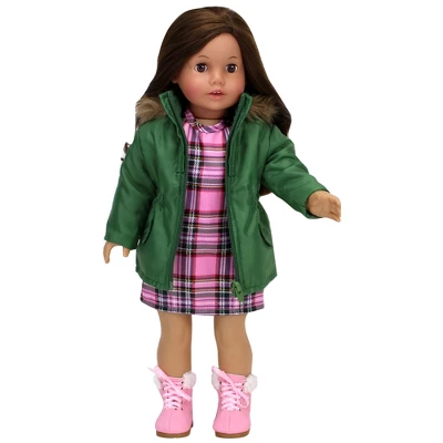 Sophia’s Complete Fall Outfit With Dress, Parka, & Booties For 18” Dolls, Pink/Green 3 Sophia’s Complete Fall Outfit With Dress, Parka, & Booties For 18” Dolls, Pink/Green