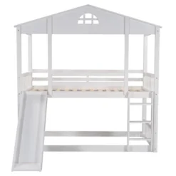 Twin Over Twin House Shaped Bunk Bed With Convertible Slide And Ladder-ModernLuxe -Children Products Store GUEST 364ee82c 7875 4aec 92d1 0f8176f78e9a