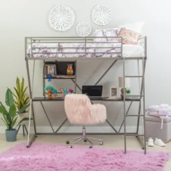 Zachary Loft Bed Pewter - Powell -Children Products Store GUEST 36e0404c 7aaa 41bf 9488 b1fada06aa51