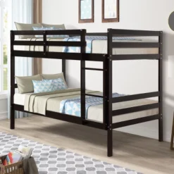 Costway Twin Over Twin Wood Bunk Beds Ladder Safety Rail EspressoWhite 19 Costway Twin Over Twin Wood Bunk Beds Ladder Safety Rail EspressoWhite -Children Products Store GUEST 37e447b7 032f 465c 924d aa10b6dd6a0d