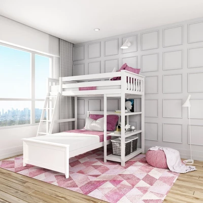 Max & Lily L-Shaped Twin Over Twin Bunk Bed With Bookcase 3 Max & Lily L-Shaped Twin Over Twin Bunk Bed With Bookcase