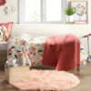 3' Faux Fur Round Kids' Rug Pink - Pillowfort™