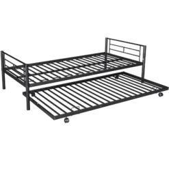 Twin Over Twin Metal Bunk Bed With Trundle Bed And Ladders-ModernLuxe 25 Twin Over Twin Metal Bunk Bed With Trundle Bed And Ladders-ModernLuxe -Children Products Store GUEST 3c43136b 8726 4c95 9248 e89be44b653c